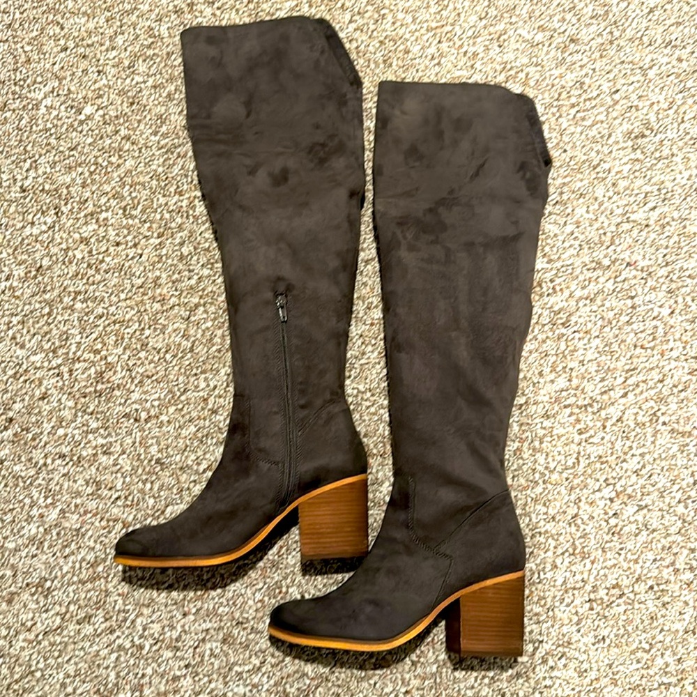 Gray Faux Suede over the knee boot size 9 1/2